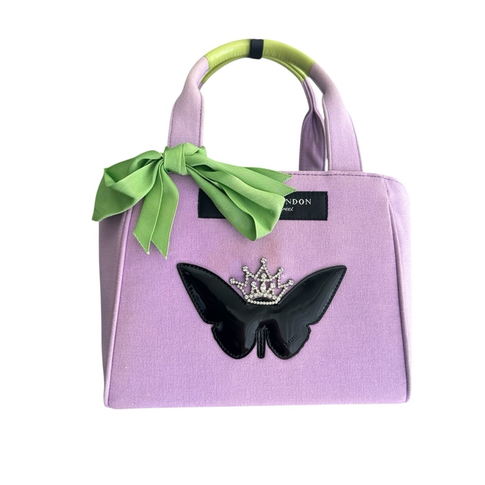 My Flat in London Purple and Green Tote with Butterfly and Bow